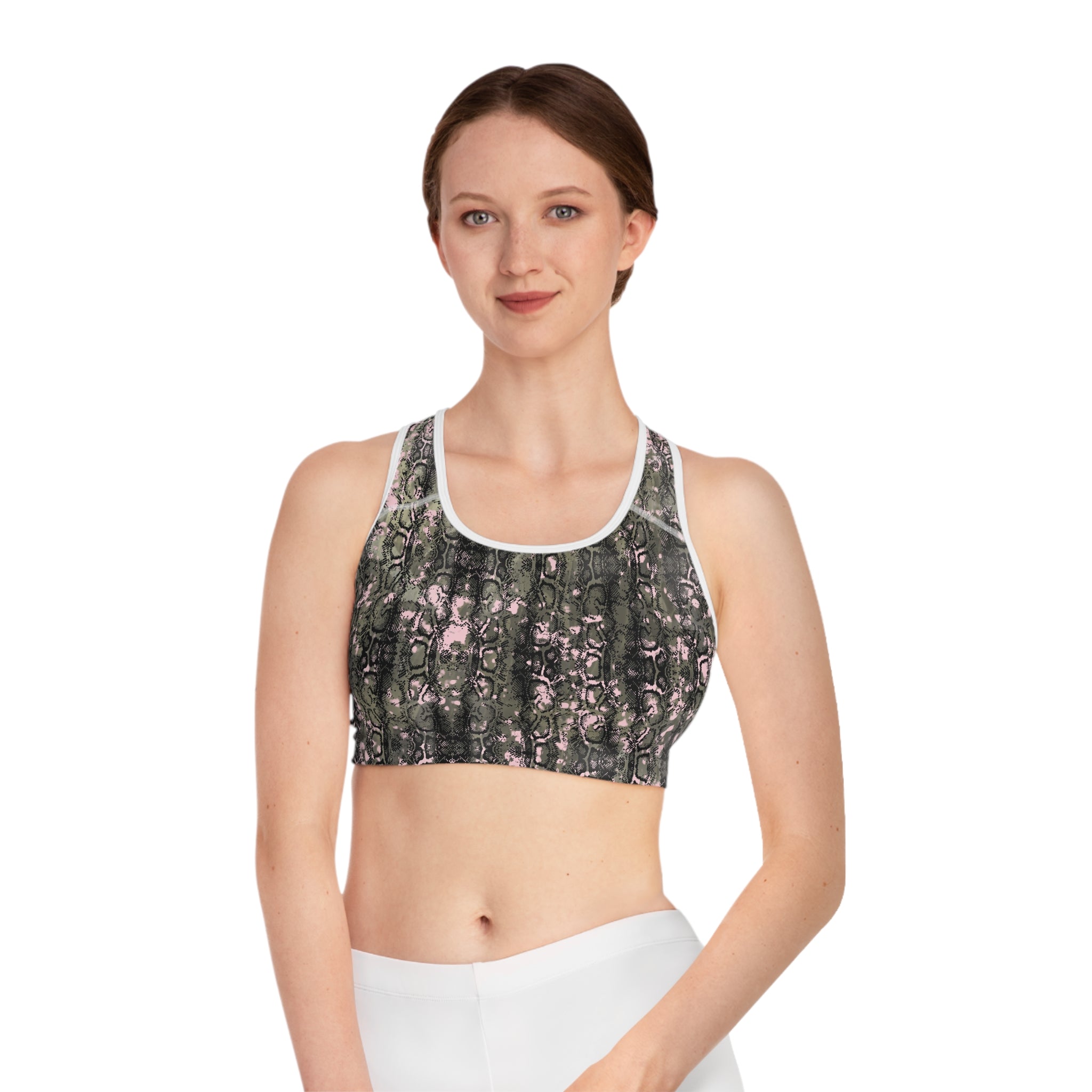 Stylish Snakeskin Print Sports Bra - Comfortable Activewear for Fitness Lovers